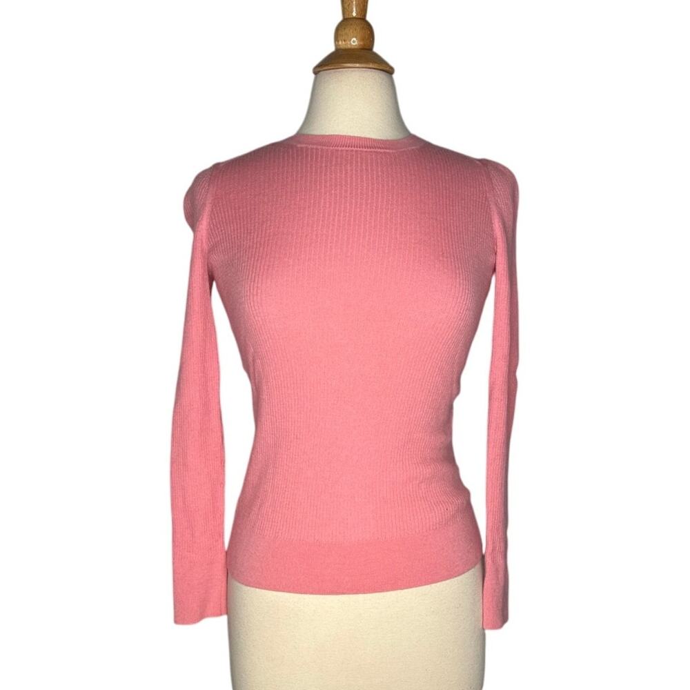 Banana Republic 100% Merino Wool Baby Pink Ribbed Sweater Soft Bubblegum BR32